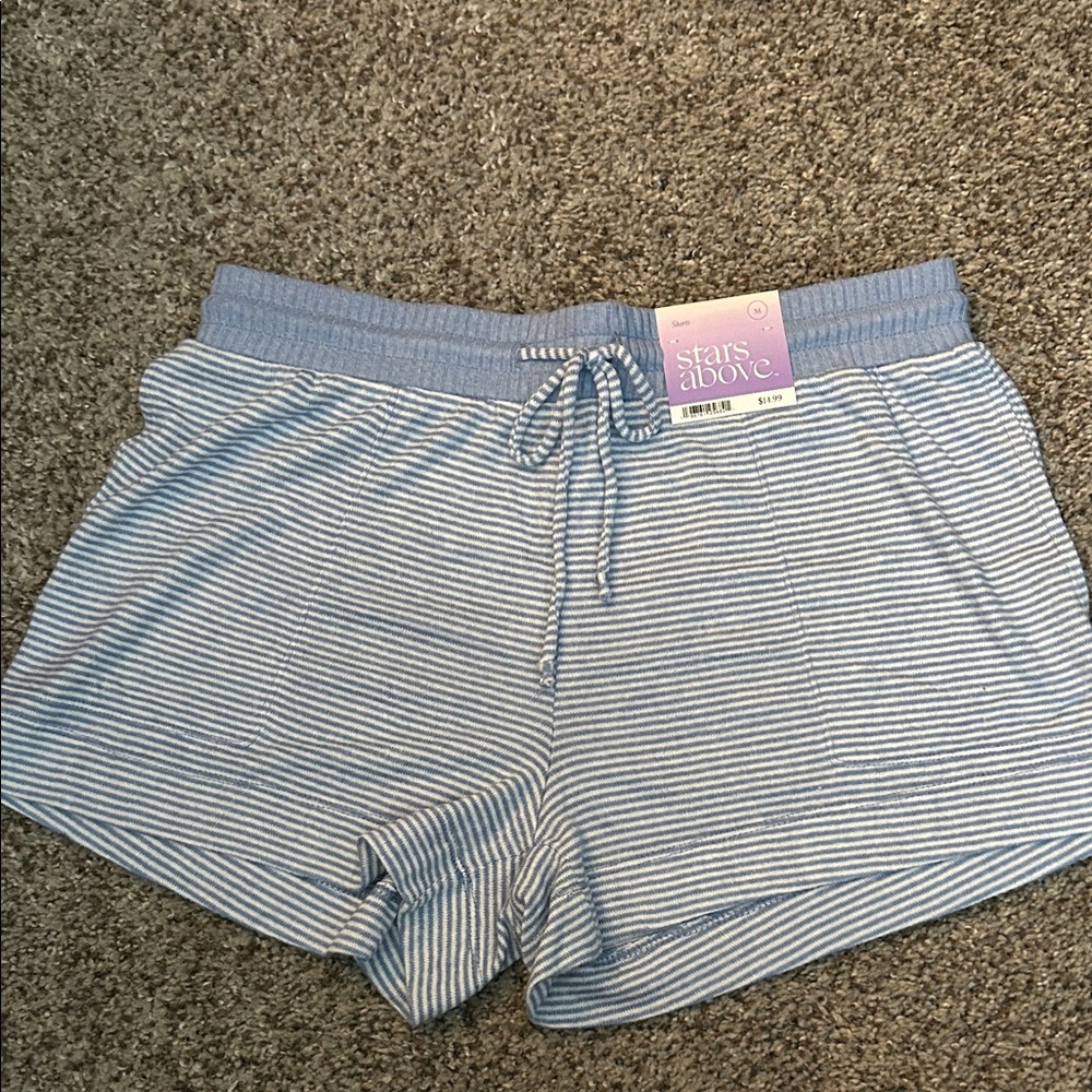 Stars Above Women's Blue and White Striped Pajama Shorts